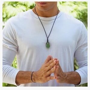 Natural Aventurine Handmade Chakra Pendant Necklace,Large Rock Amulet Choker